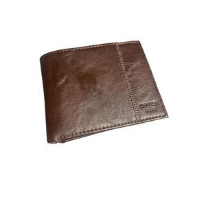 Denizen by Levi’s Men’s Leather Wallet — Brown Bi-Fold — ID Window + Card Slots